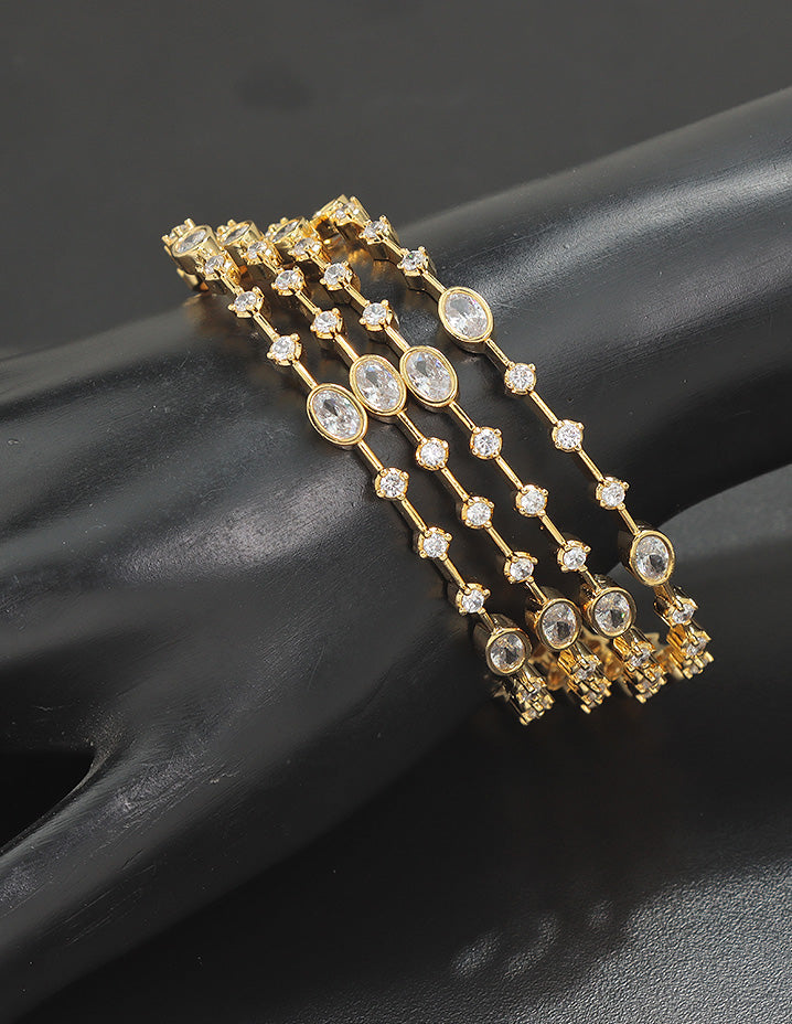 Designer Zirconia Golden Sparkle Stack Bangles