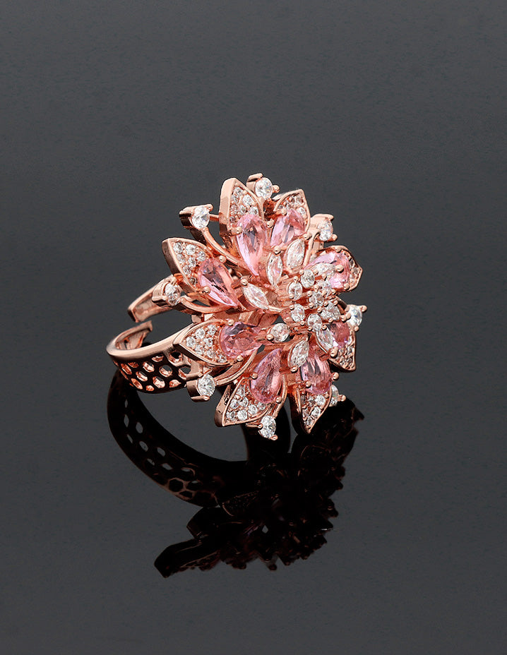 Zirconia Rose Gold Polish Finger Ring