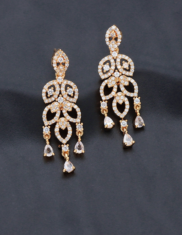 Gold Polish Zirconia Necklace Set 128454