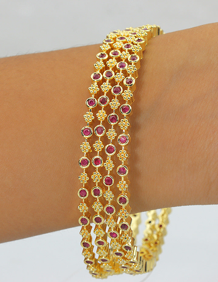 Designer Zirconia Crystal Charm set of 4 Bangles