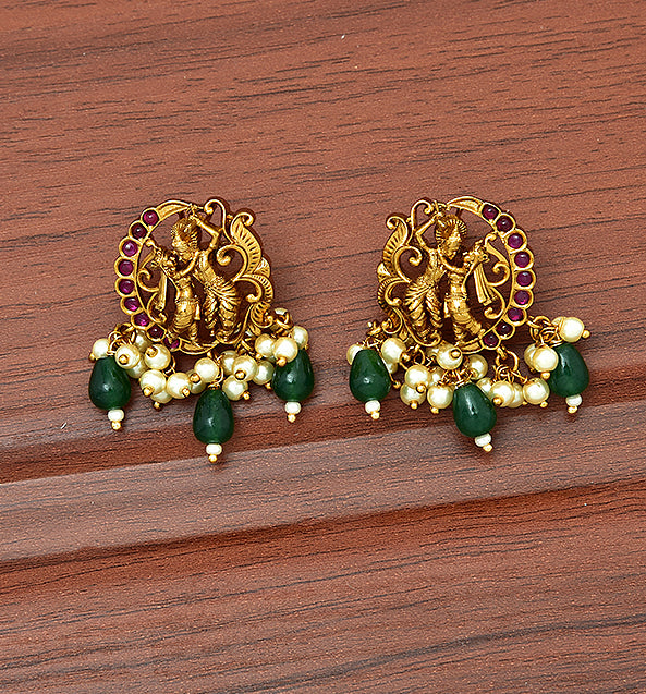 Designer Matt RadhaKrishna Green Beads Choker Set