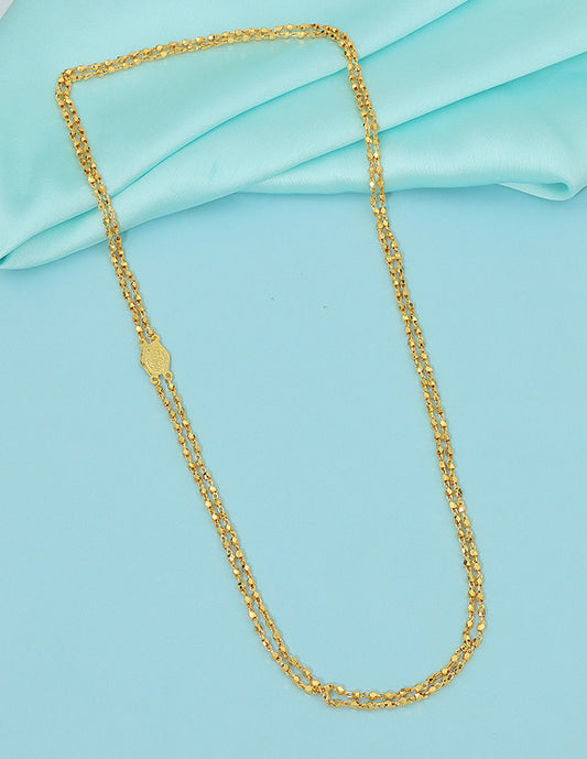 Designer Gold Polish Twinkling Gold-Tone Sparkle Thali Chain