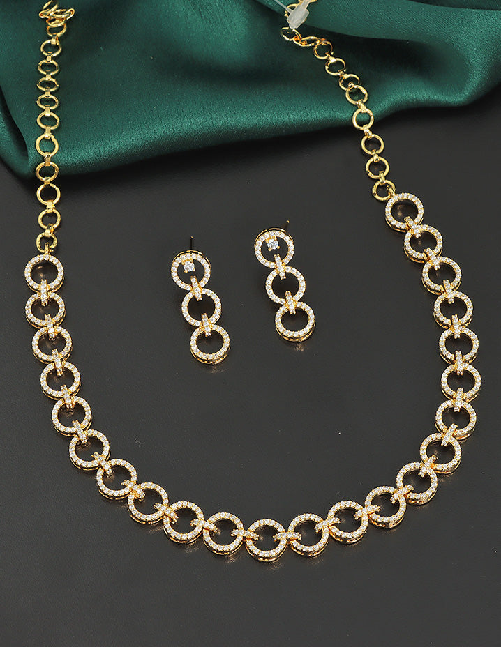 Designer Gold Polish Zirconia Necklace Set