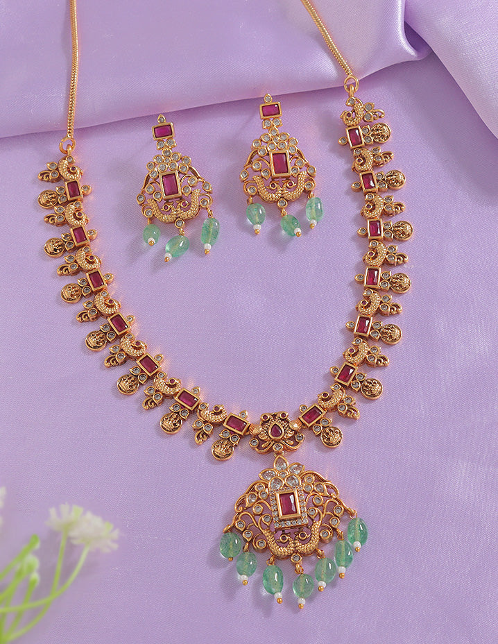 Designer Lakshmi Devi Matt Necklace Set