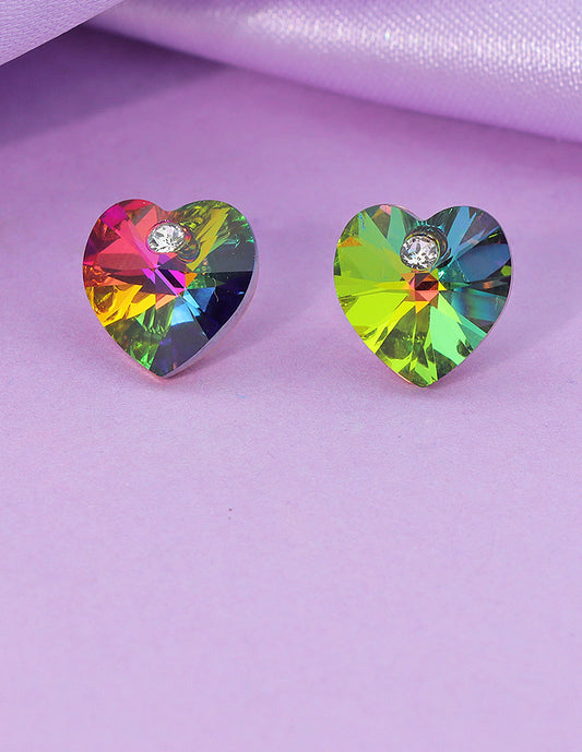 Designer Prism Love Heart Stud Earrings