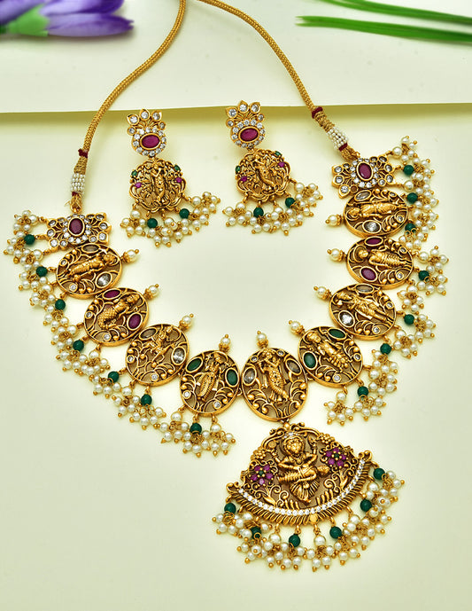 Dashavatharam Antique Guttapusalu Necklace Set