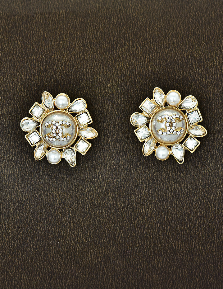 Zircon Mother Of Pearl Designer Stud Earrings