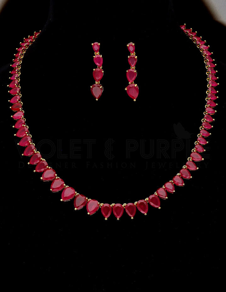 Gold Polish Zirconia Necklace Set