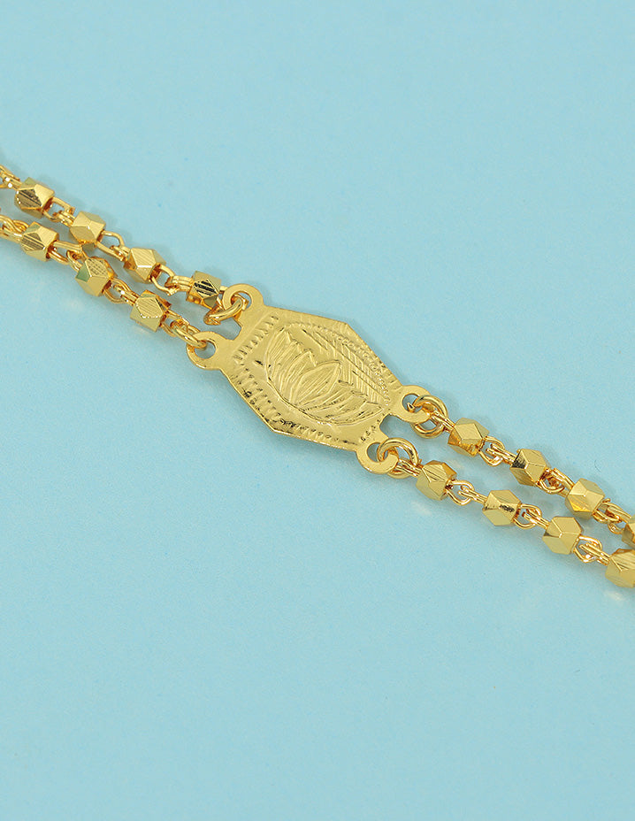 Designer Gold Polish Twinkling Gold-Tone Sparkle Thali Chain