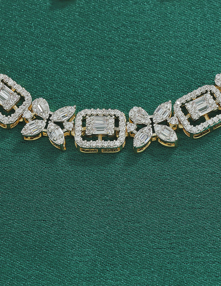 Designer Zirconia Crystal Gardenia Elegance Necklace Set