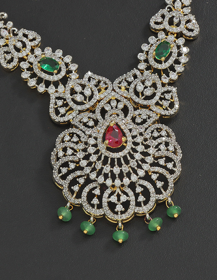 Designer GJ Polish Zirconia Necklace Set