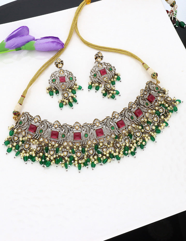 Zirconia Victorian Guttapusalu Choker Set