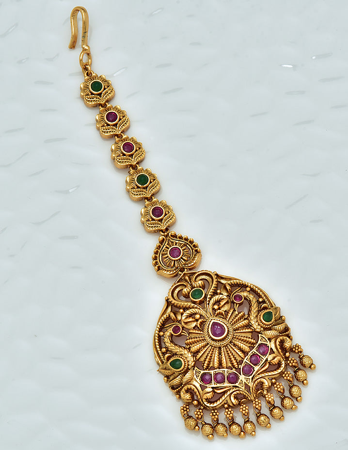Antique Kempu Maang Tikka