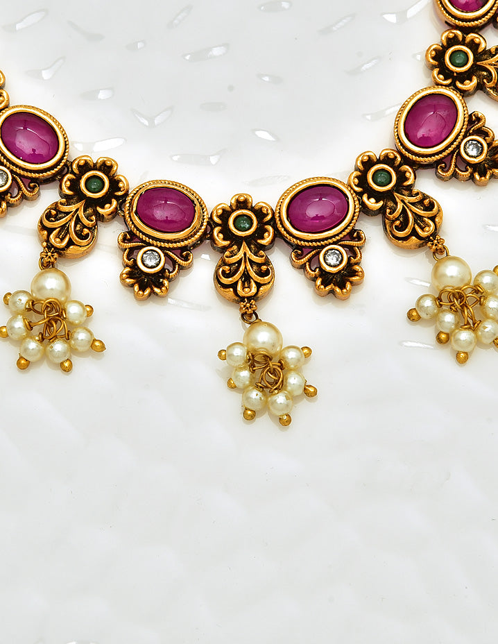 Antique Kempu Necklace Set 127933