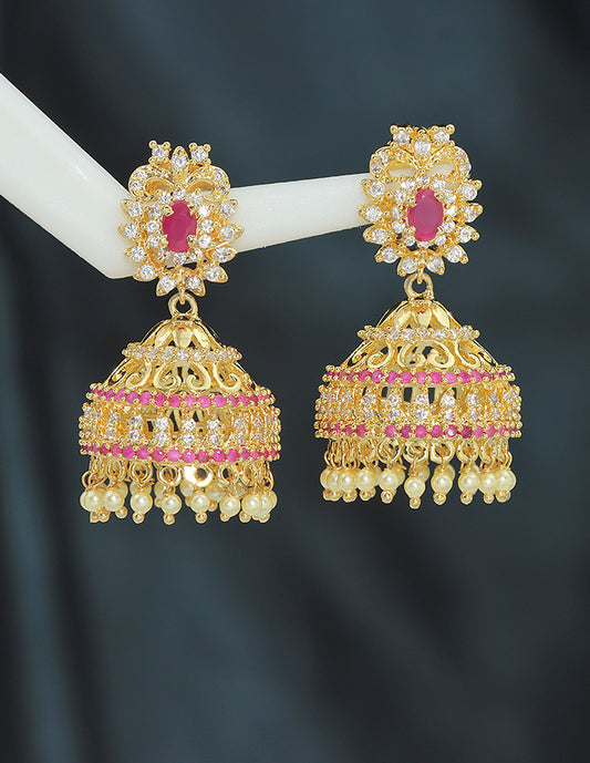 Designer Zirconia Jhumka Earrings