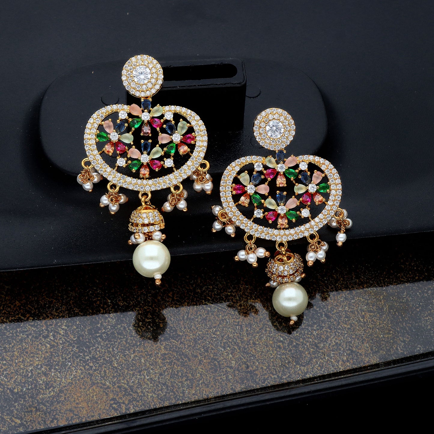 Zirconia Gold Polish Drop earrings