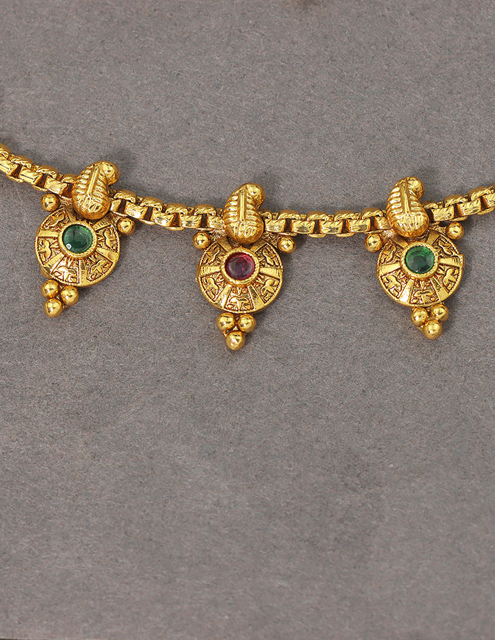 Designer Divine Lotus Antique Kempu Anklets