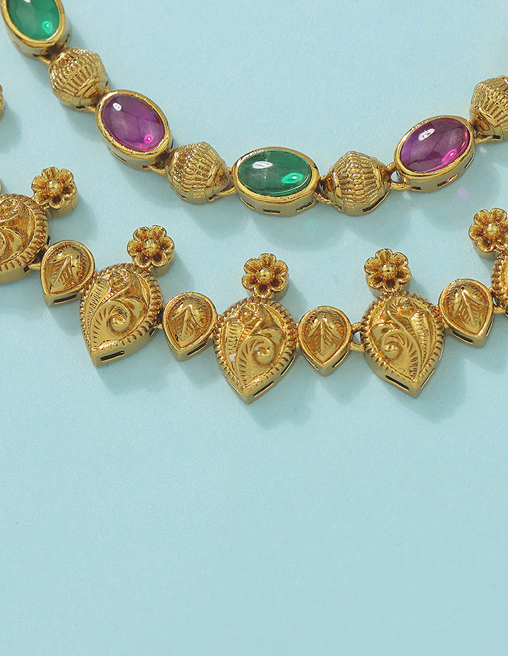 Designer Elegant Matt Kempu Necklace Set