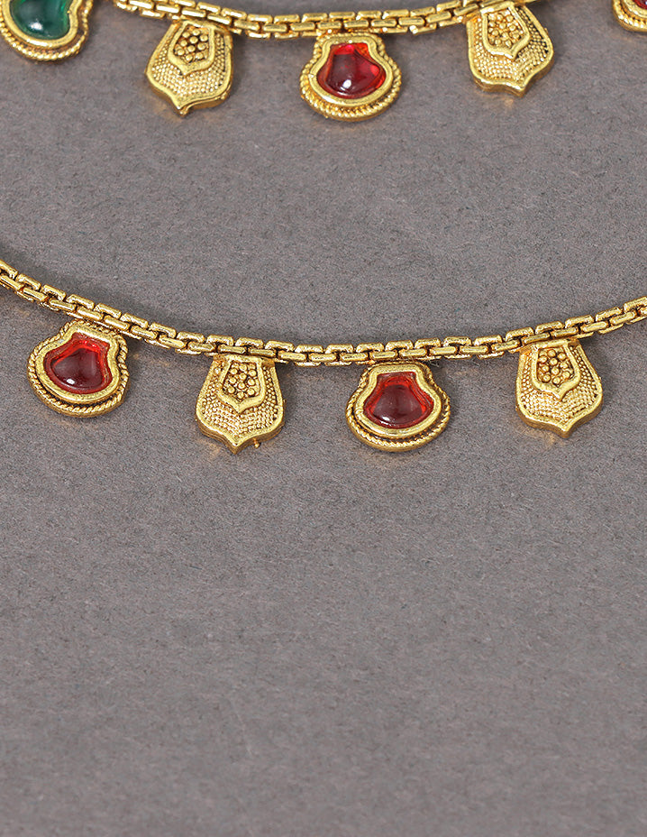 Designer Elegant Drop Multicolor Stone Anklets