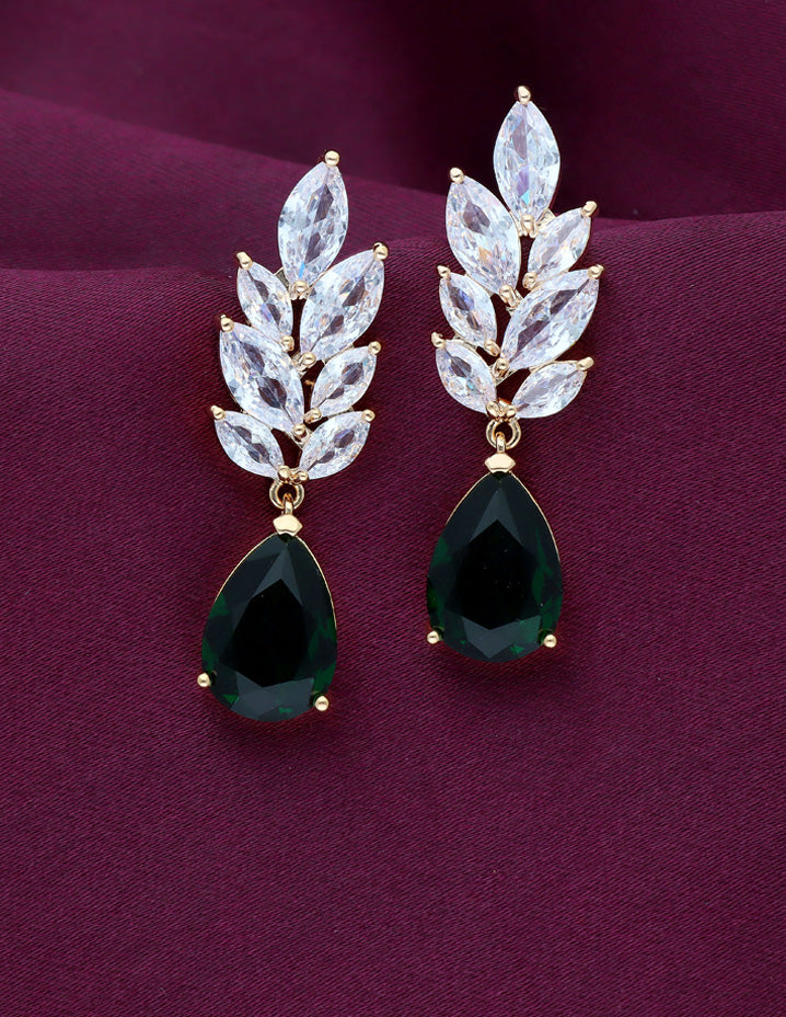 Zirconia Gold Polish Dangler Earrings