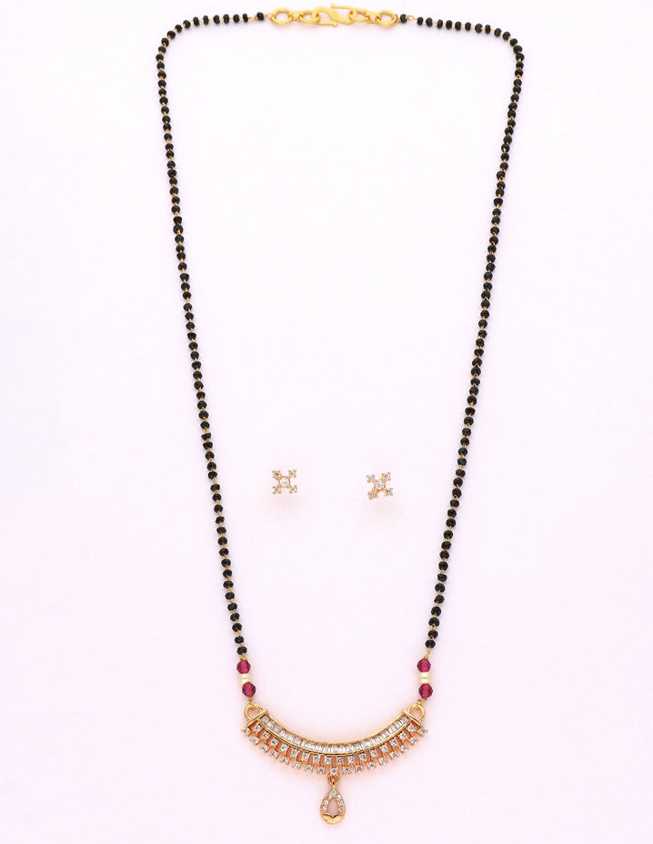 Zirconia Rose Gold Black Bead Mangalsutra