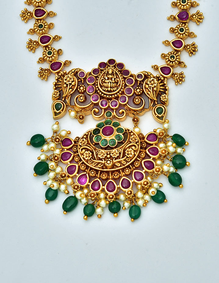 Antique Lakshmi Devi Pattern Necklace Set