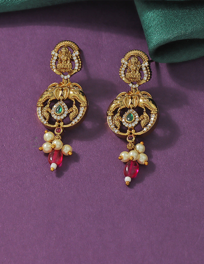 Designer Lakshmi Devi Ruby Matt Kempu Necklace Set