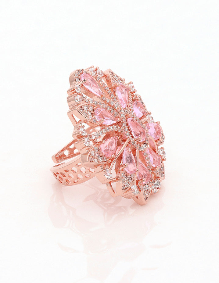 Zirconia Rose Gold Polish Finger Ring