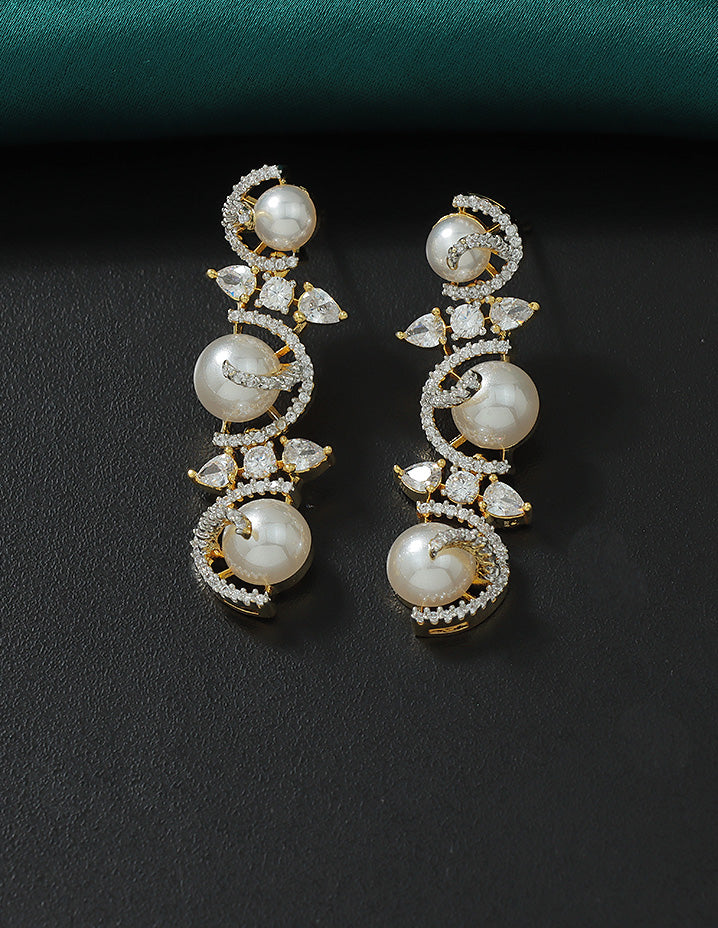 Designer Zirconia Pearl Whirl Elegance Necklace Set