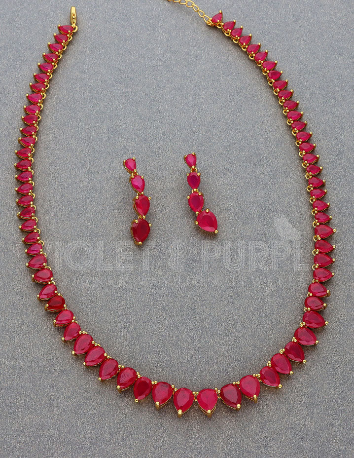 Gold Polish Zirconia Necklace Set