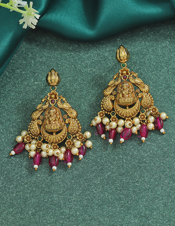 Designer Lakshmi Devi Ruby Matt Kempu Necklace Set