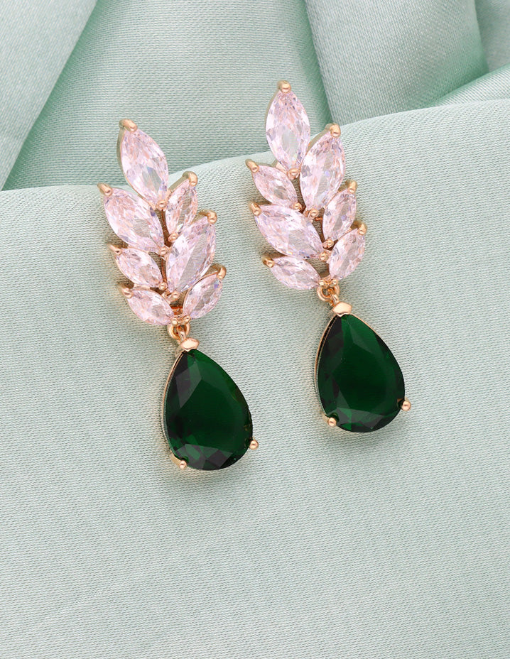Zirconia Gold Polish Dangler Earrings
