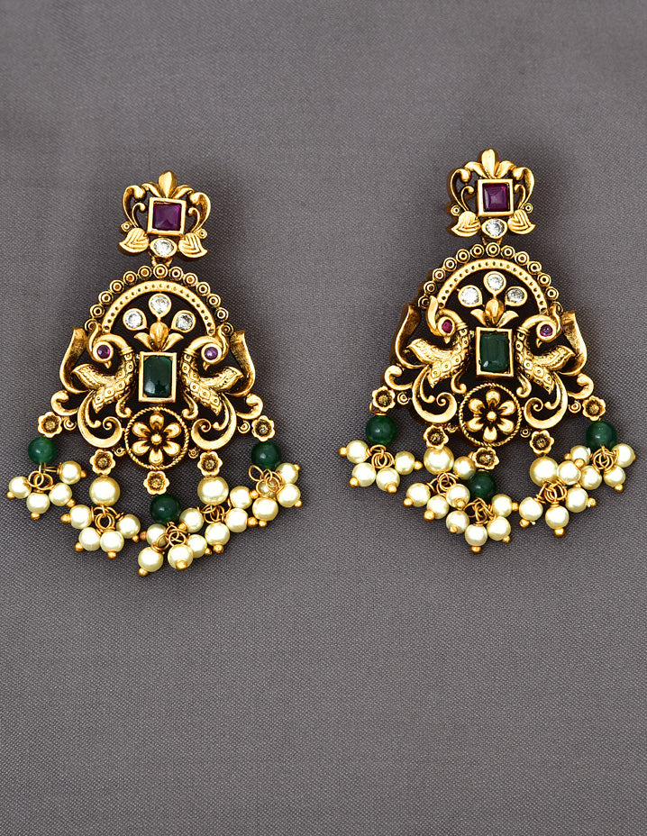 Antique Peacock Design Kempu Choker Set