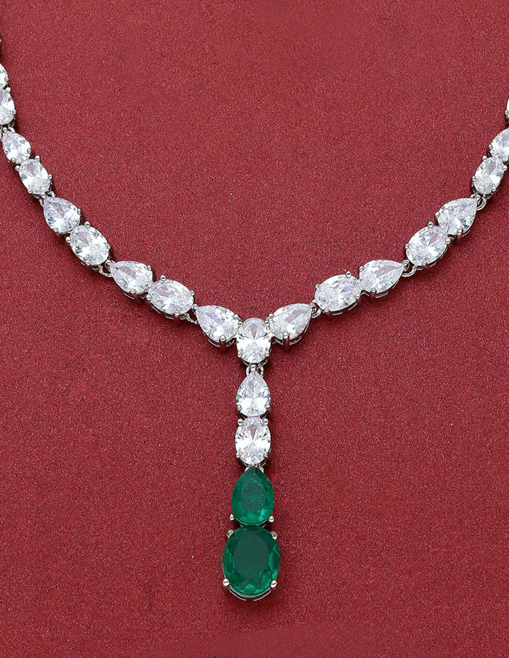 Rhodium Polish Zirconia Necklace Set