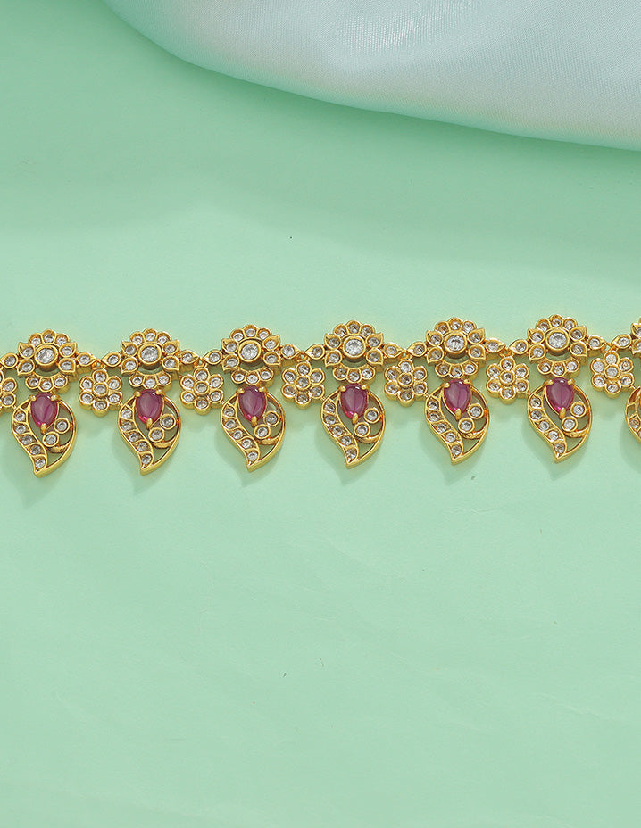 Designer Zircoina Mango Shape Chain Vaddanam