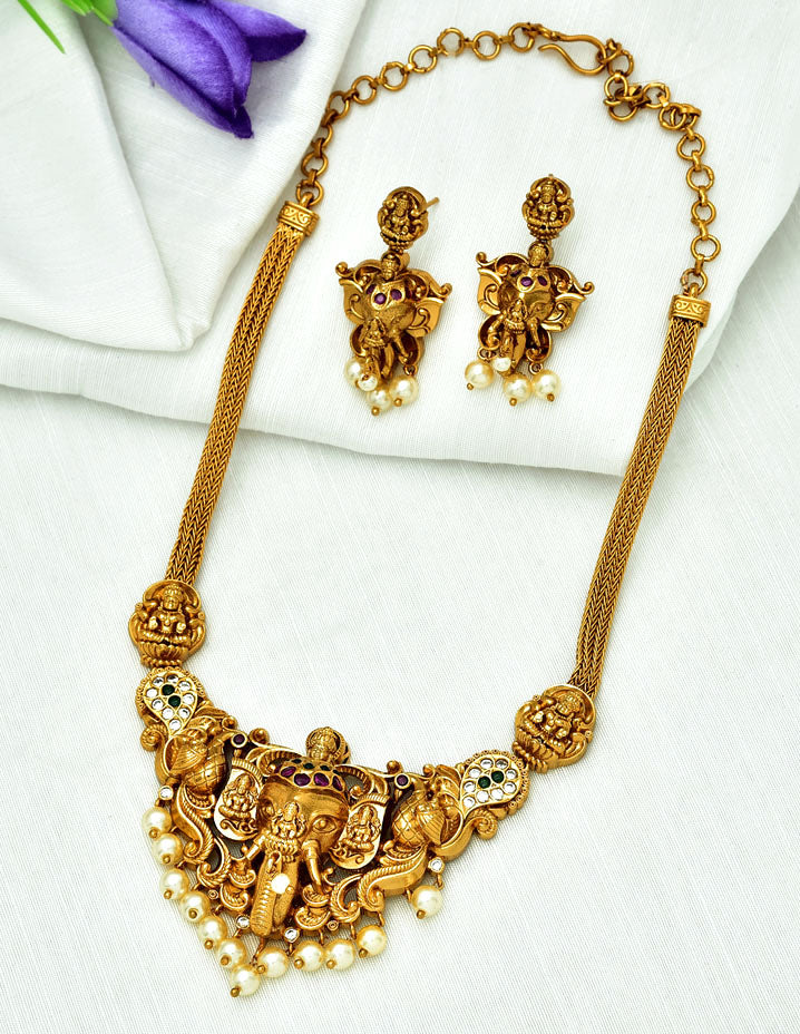 Antique Kempu Necklace Set