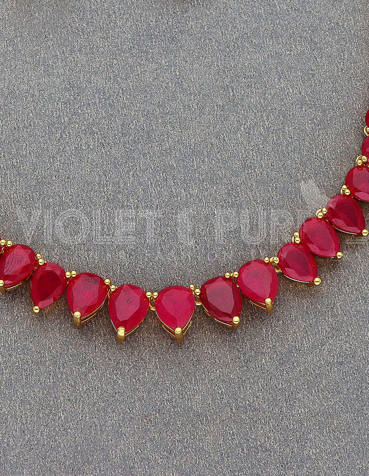 Gold Polish Zirconia Necklace Set