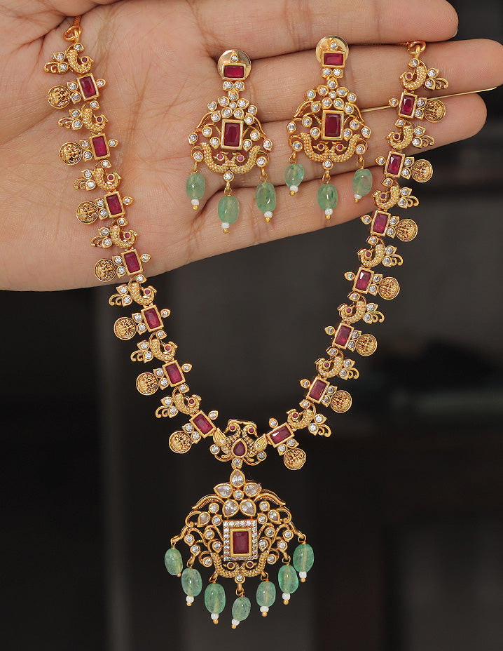Designer Lakshmi Devi Matt Necklace Set