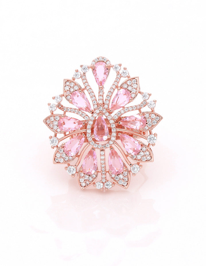 Zirconia Rose Gold Polish Finger Ring