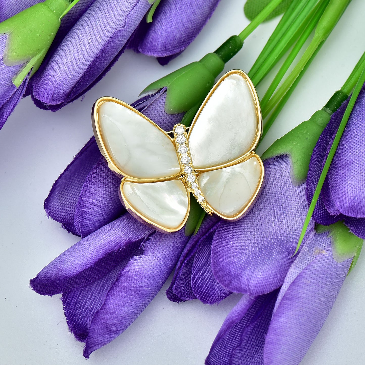 Zirconia Butterfly Design Saree Pin