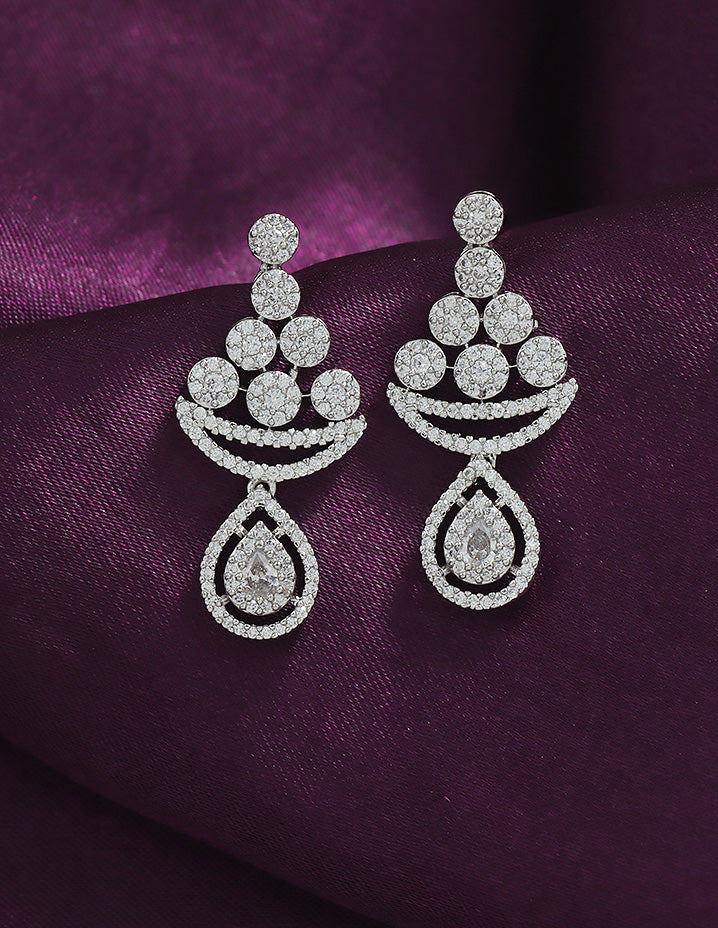 Designer Zirconia Celestial Spark Drop Earrings