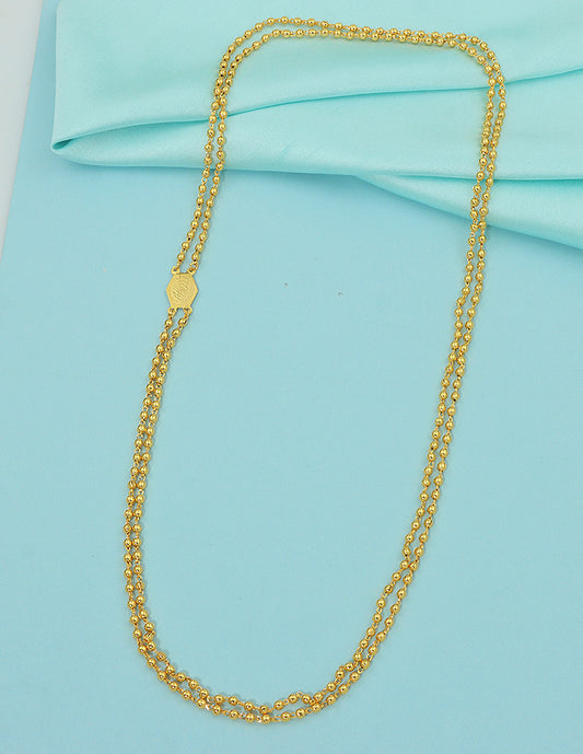 Designer Gold Polish Classic Double Layer Gold Bead Thali Chain