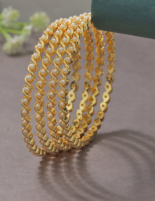 Designer Zirconia Gold Polish set of 4 Bangles