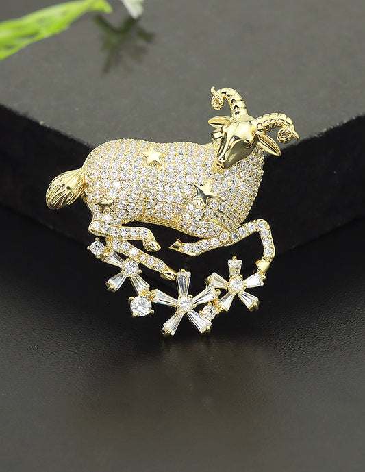 Designer Gold Polish Zirconia Brooch