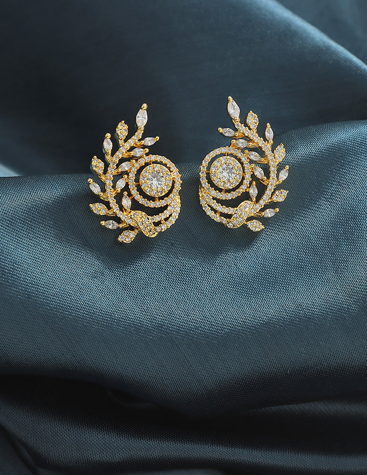 Designer Zirconia Floral Stud Earrings
