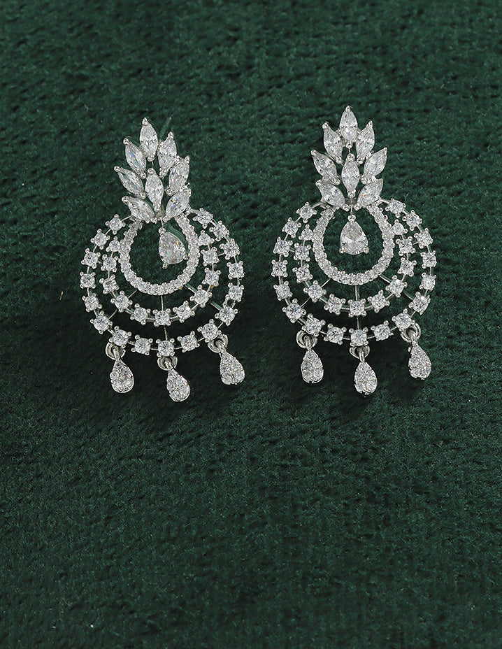 Designer Zirconia Sparkling Starfall Chandbali Earrings