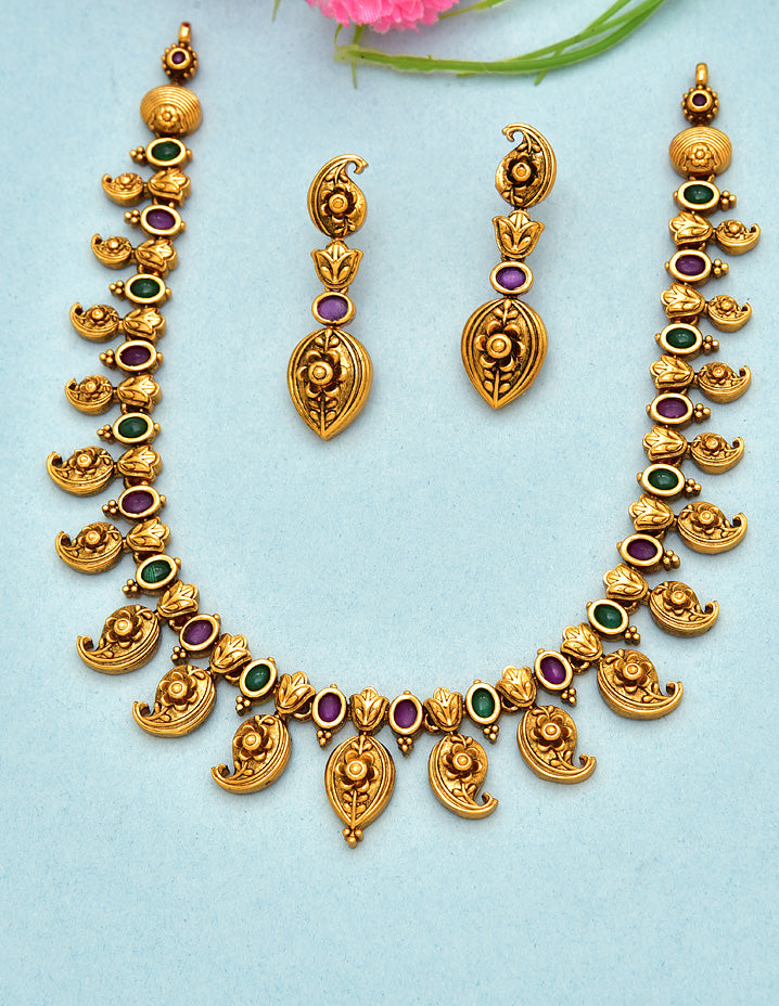 Antique Kempu Necklace Set