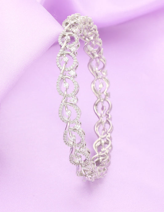 Designer Zirconia Rhodium Polish Bangle