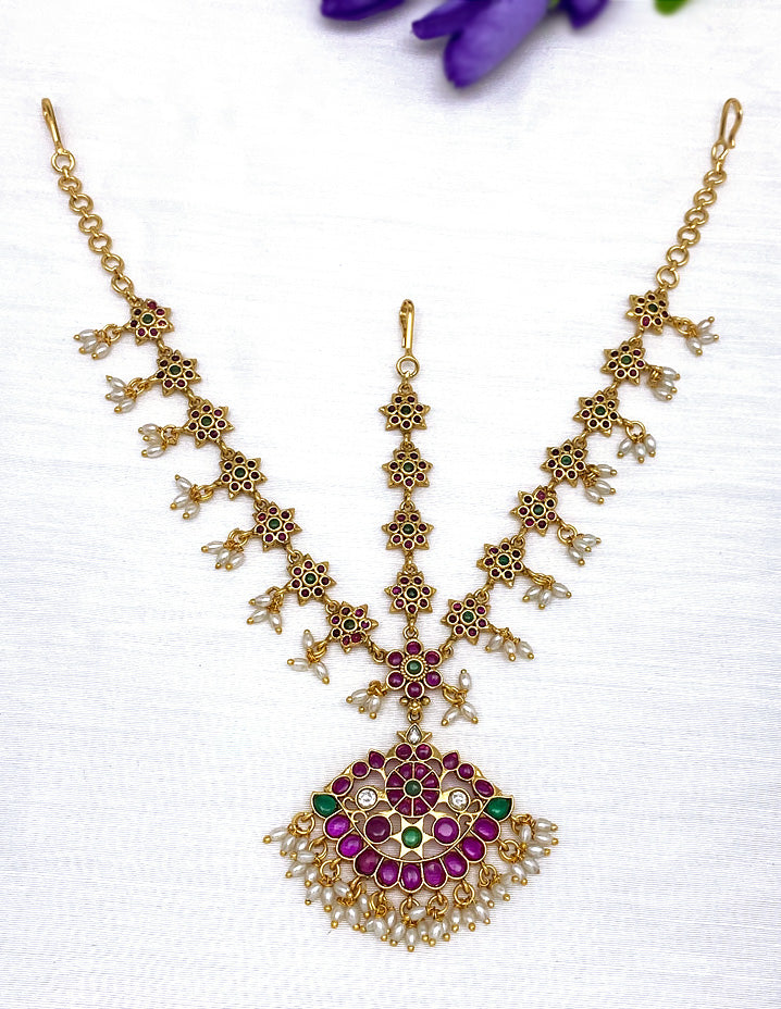 Antique Kempu & Emerald Damini