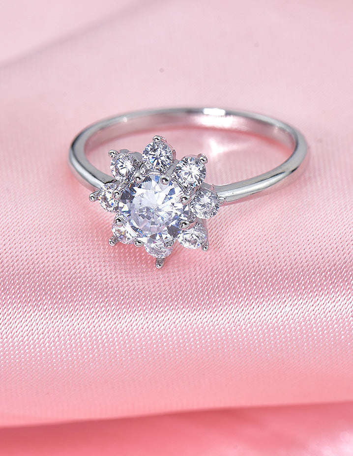 Designer Zirconia Floral Finger Ring
